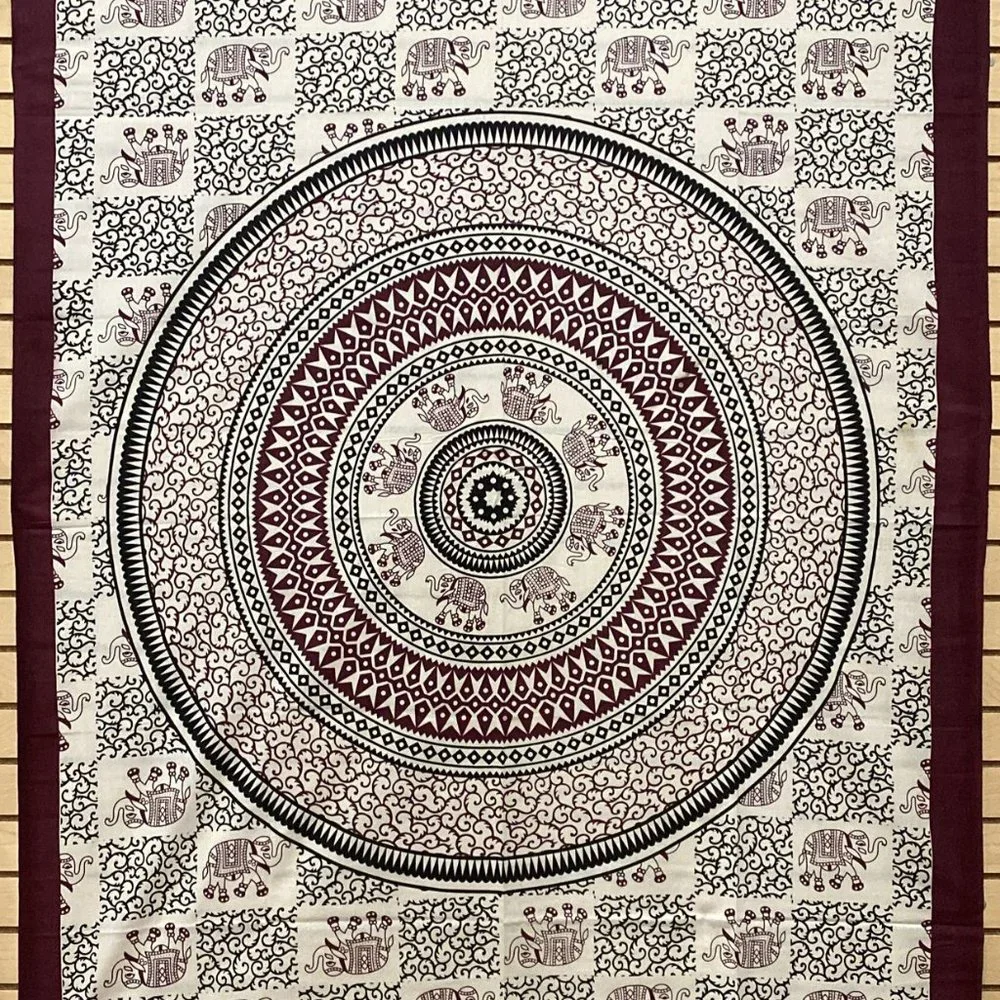 Elephant & Vine Mandala Tapestry